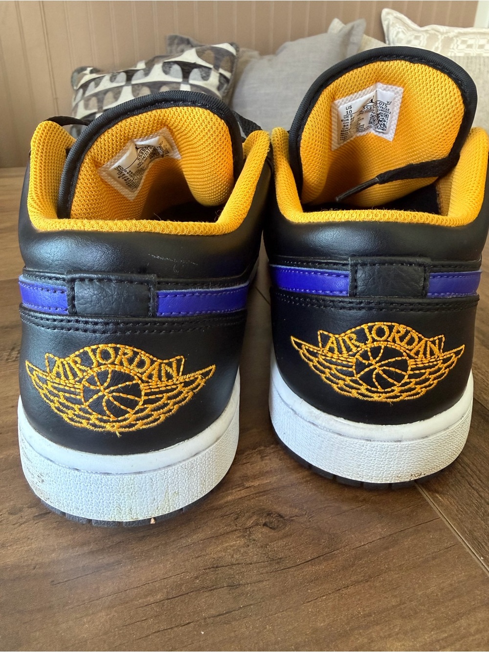 Jordan 1 Low Top Sneakers in Black, Purple and Yellow - Picture 4 of 7